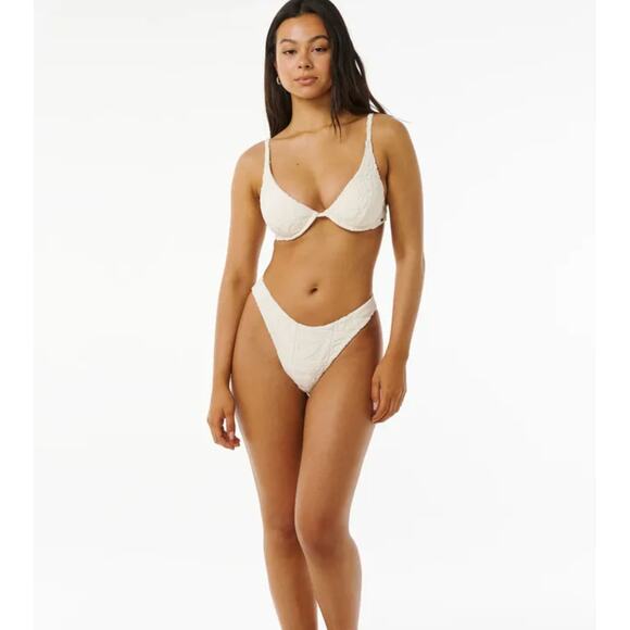 Rip Curl Santorini Terry Hi Leg Bikini Bottom - Shell Large NWT - Picture 9 of 10